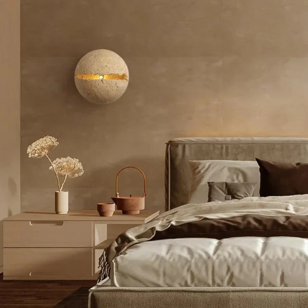 Valento Luxury Natural Stone Wall Lamp With Velvet Finish