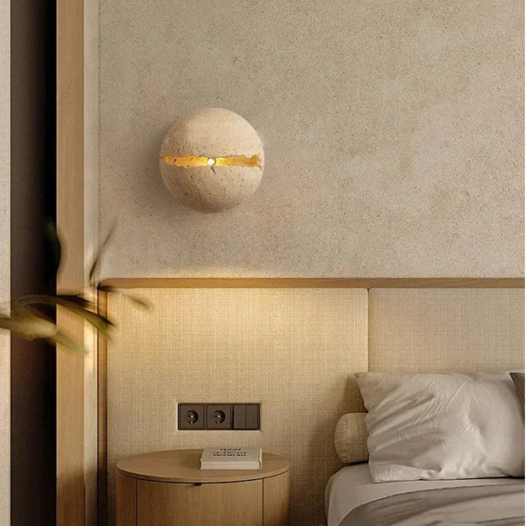 Valento Luxury Natural Stone Wall Lamp With Velvet Finish