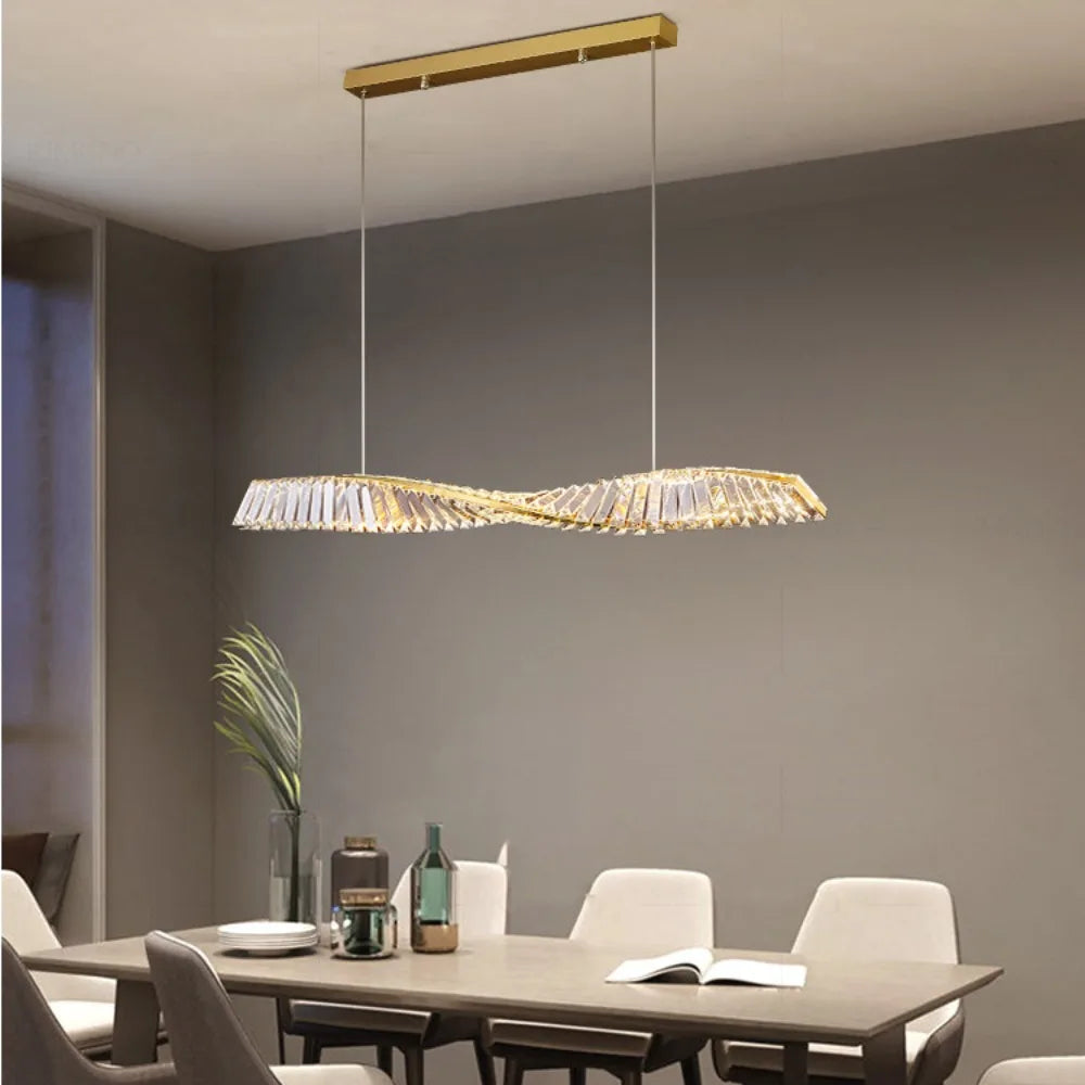 Miralux | Modern Spiral Crystal LED Pendant Light for Dining Table | Dufsel