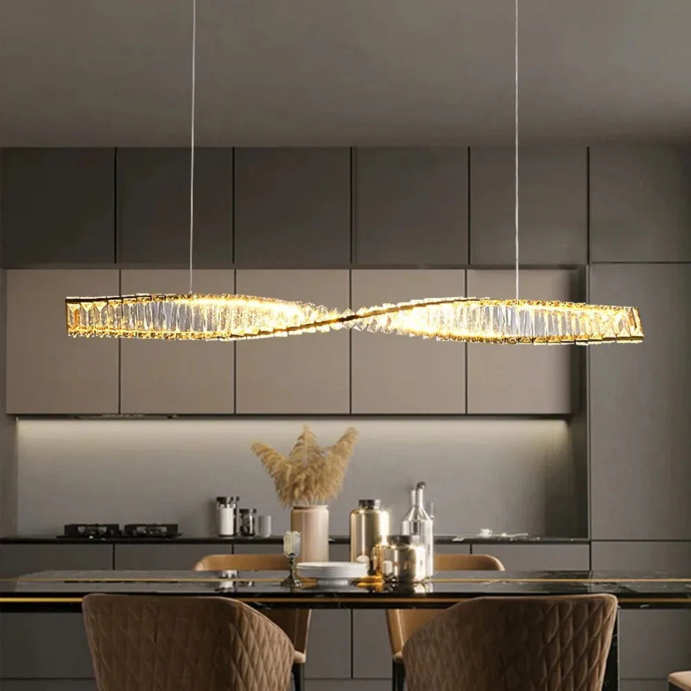 Miralux | Modern Spiral Crystal LED Pendant Light for Dining Table | Dufsel