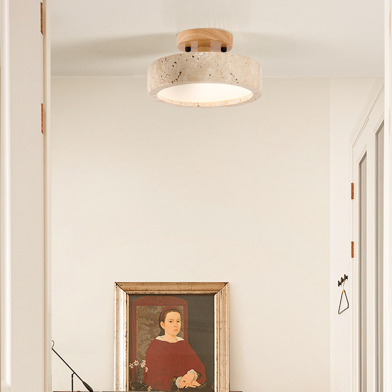 Lunara | Round Travertine LED Ceiling Light | Dufsel