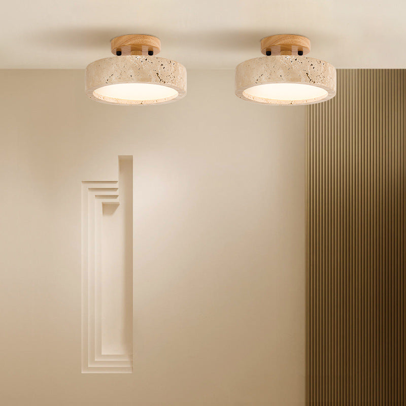 Lunara | Round Travertine LED Ceiling Light | Dufsel