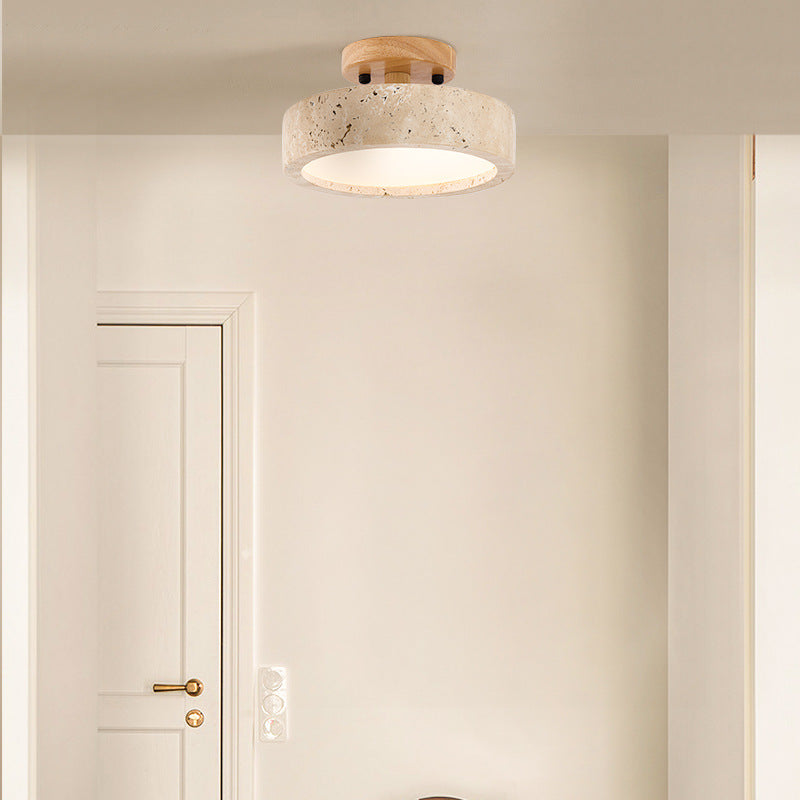 Lunara | Round Travertine LED Ceiling Light | Dufsel