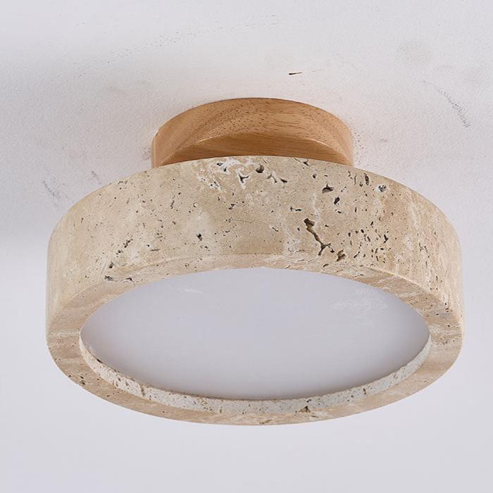 Lunara | Round Travertine LED Ceiling Light | Dufsel
