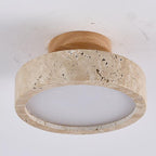 Lunara | Round Travertine LED Ceiling Light | Dufsel