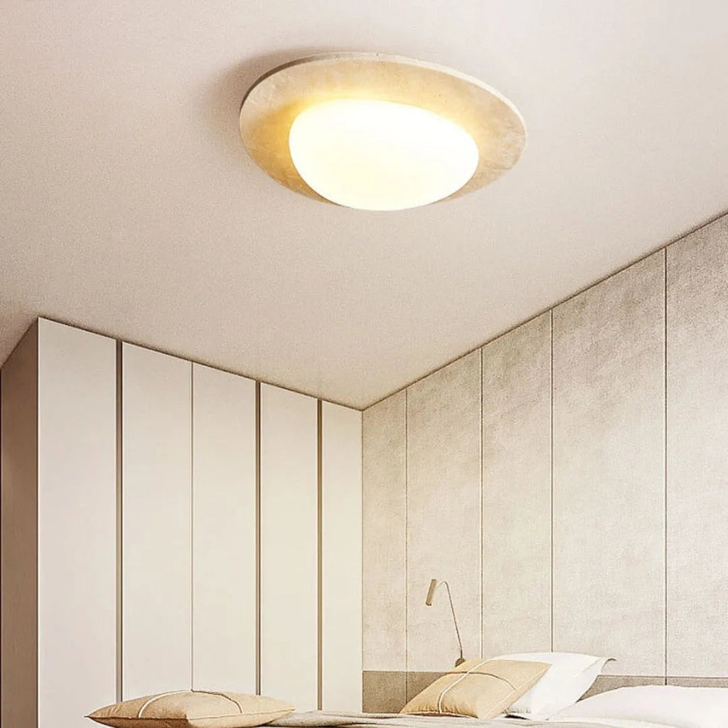 Mirelle | LED Ceiling Light in Cream Travertine | Dufsel