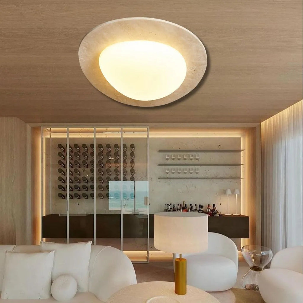 Mirelle | LED Ceiling Light in Cream Travertine | Dufsel