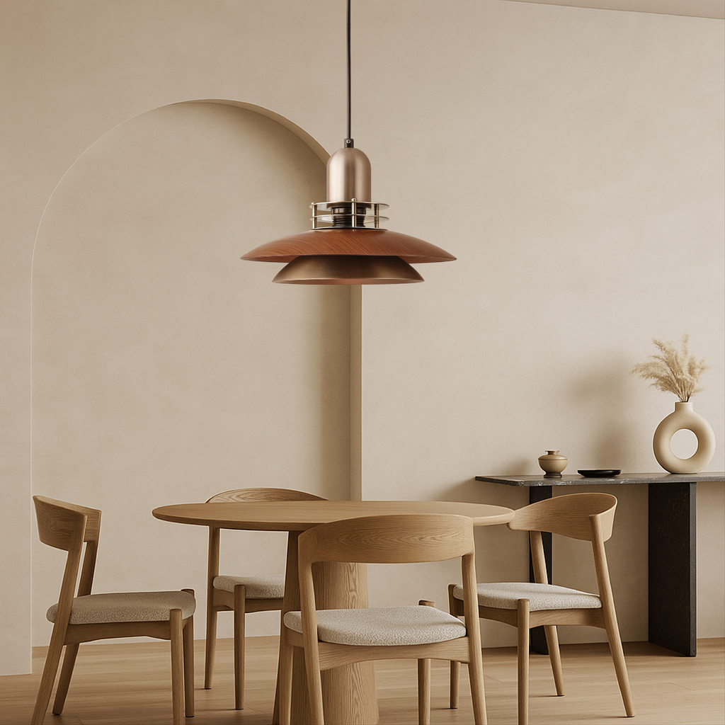 Marisol | Pendant Light With Layered Walnut Wood Finish | Dufsel