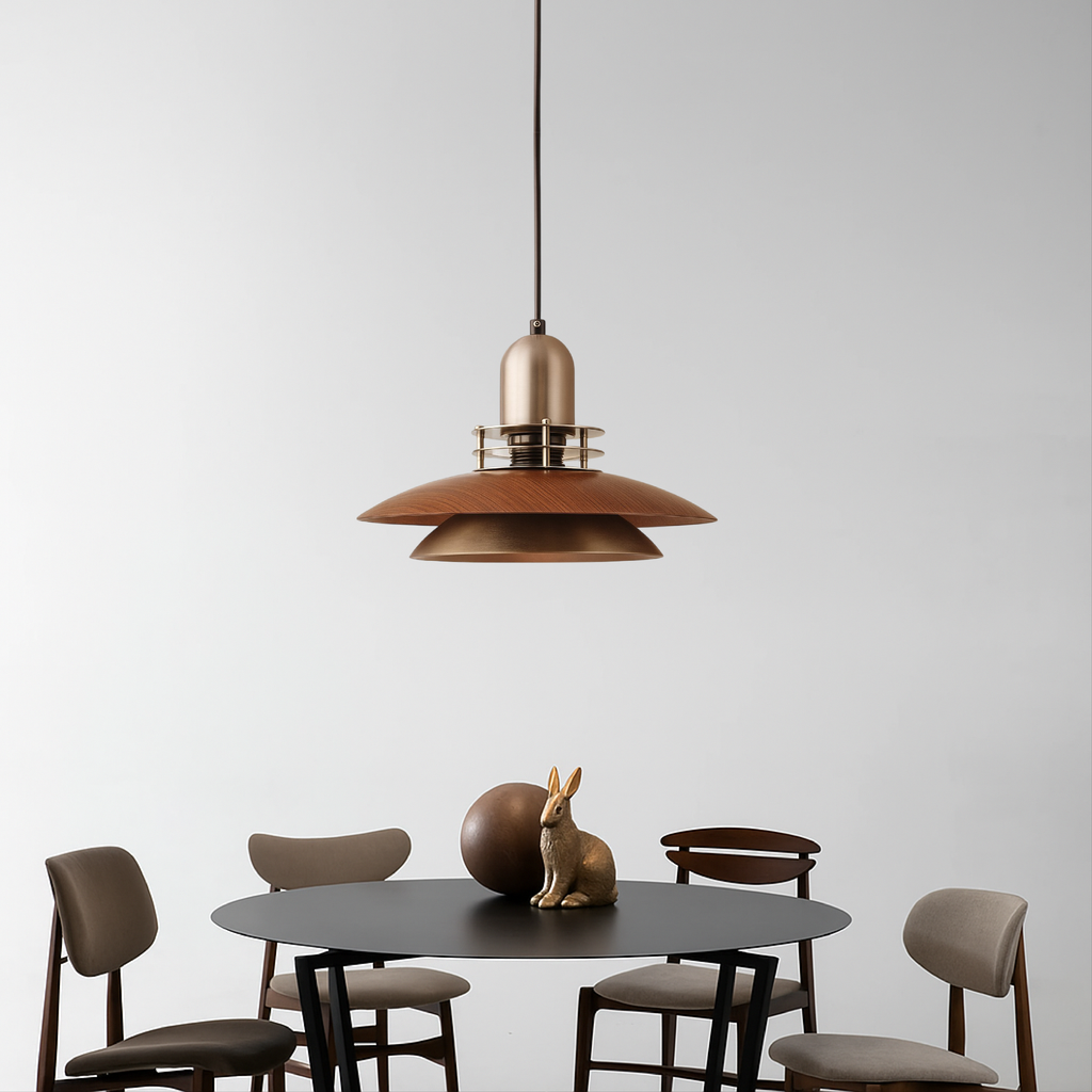 Marisol | Pendant Light With Layered Walnut Wood Finish | Dufsel