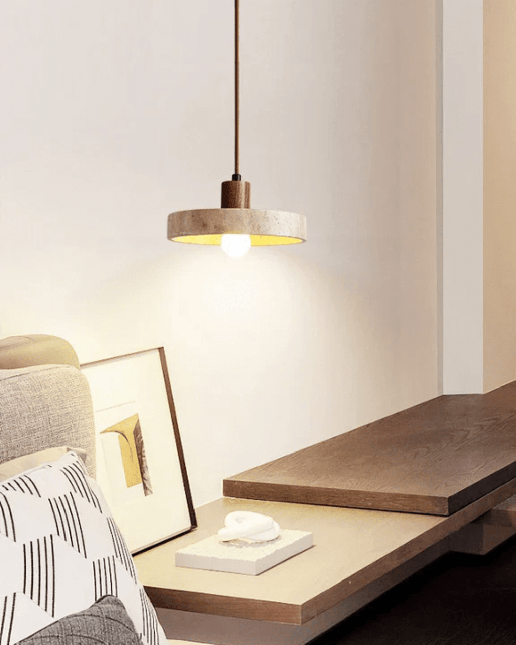 Marceline | Elegant Travertine Ceiling Pendant | Dufsel