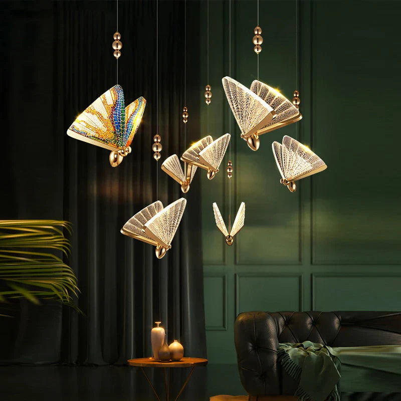 Aurelle | Contemporary LED Pendant Light With Butterfly Motif | Dufsel