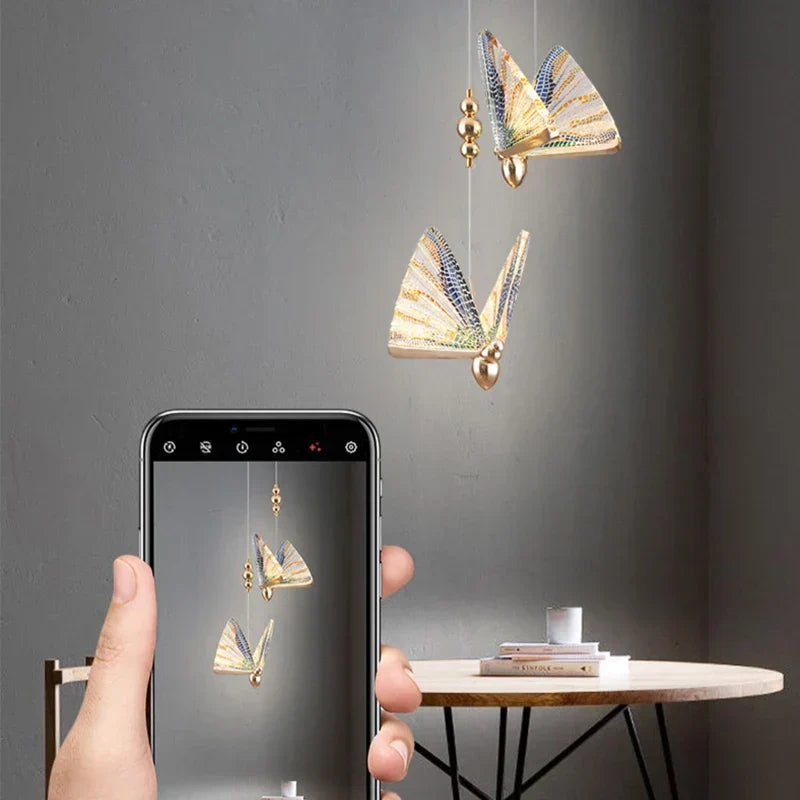 Aurelle | Contemporary LED Pendant Light With Butterfly Motif | Dufsel
