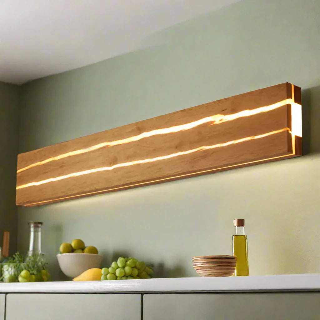 SylvaGlow | Modern Wooden Wall Light Featuring Crack Pattern, LED Warm Light, Wood & Acrylic | Dufsel