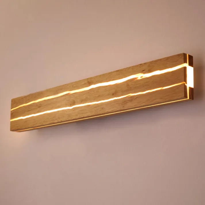 SylvaGlow | Modern Wooden Wall Light Featuring Crack Pattern, LED Warm Light, Wood & Acrylic | Dufsel