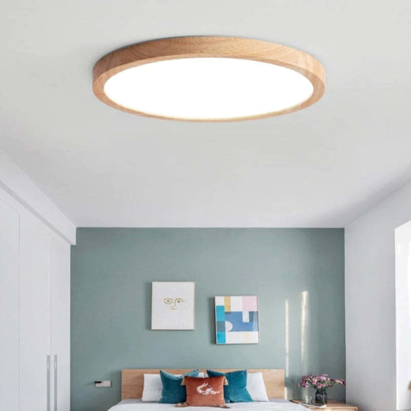 Edelholm | Moderne Minimalistische LED-Deckenleuchte in Holzfarben für Wohnzimmer und Schlafzimmer | Dufsel