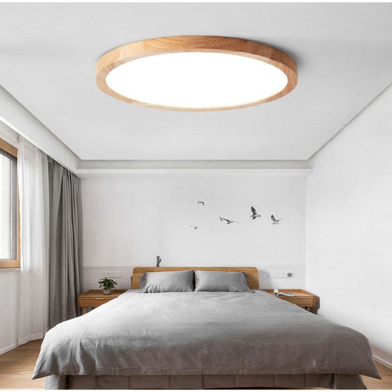 Edelholm | Moderne Minimalistische LED-Deckenleuchte in Holzfarben für Wohnzimmer und Schlafzimmer | Dufsel