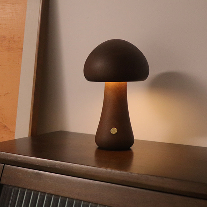 NoriGlow | Wooden Mushroom LED Night Lamp With Touch Control | Dufsel