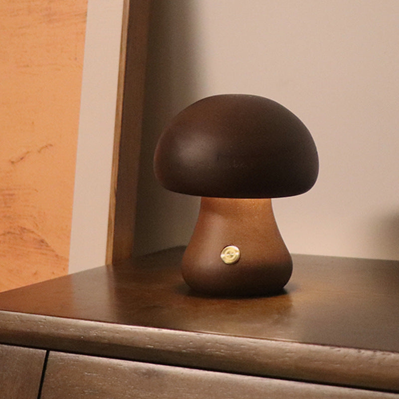 NoriGlow | Wooden Mushroom LED Night Lamp With Touch Control | Dufsel