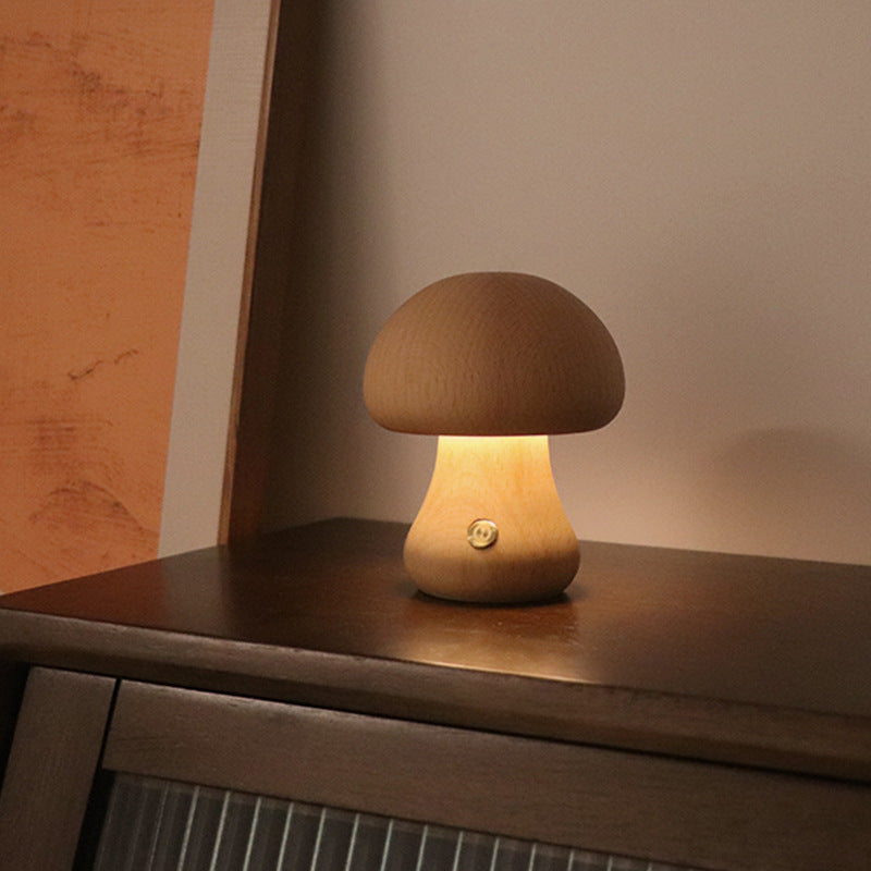NoriGlow | Wooden Mushroom LED Night Lamp With Touch Control | Dufsel