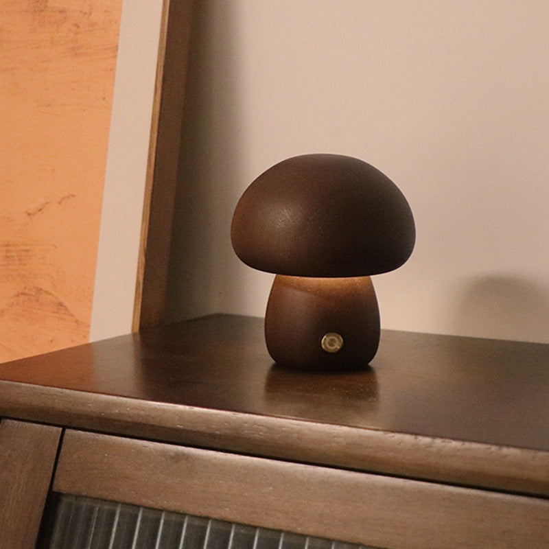 NoriGlow | Wooden Mushroom LED Night Lamp With Touch Control | Dufsel