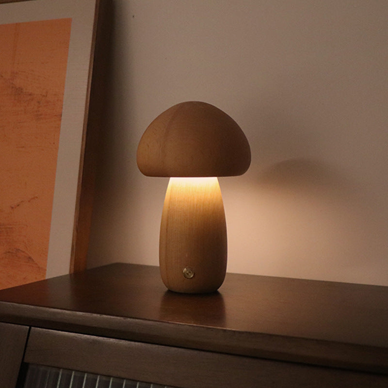 NoriGlow | Wooden Mushroom LED Night Lamp With Touch Control | Dufsel