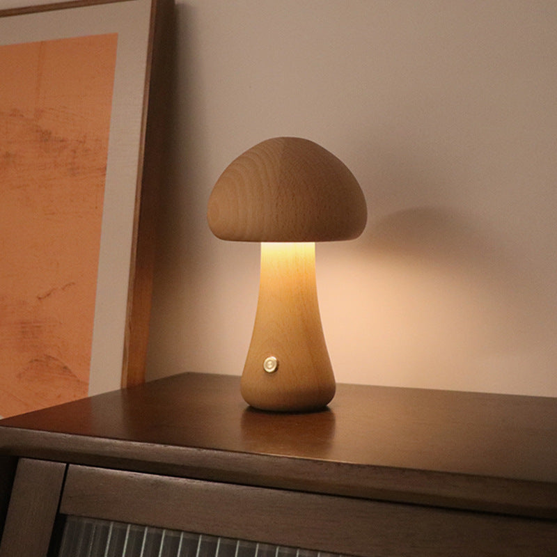 NoriGlow | Wooden Mushroom LED Night Lamp With Touch Control | Dufsel