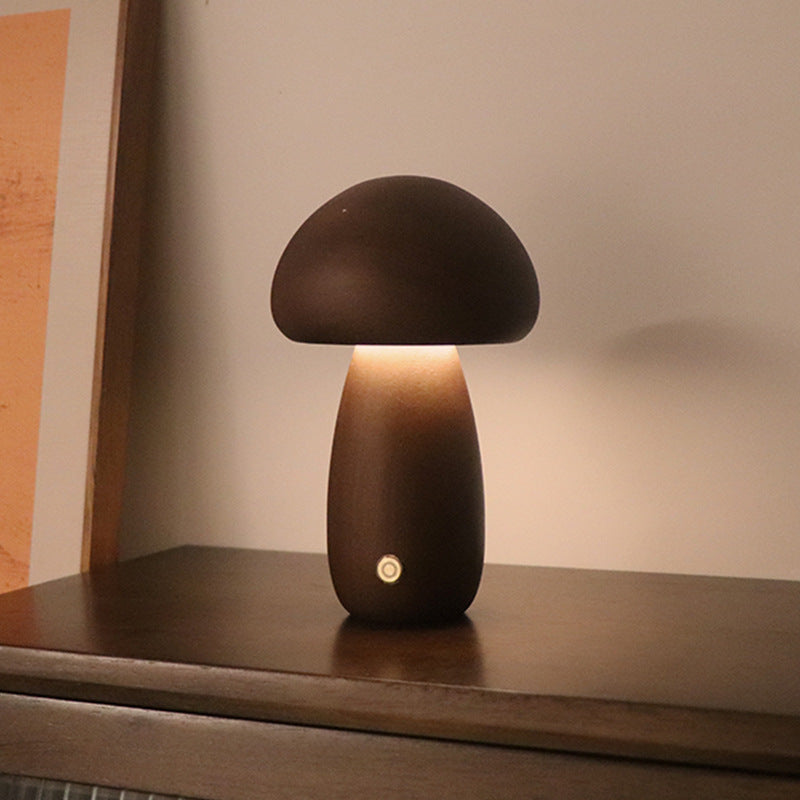 NoriGlow | Wooden Mushroom LED Night Lamp With Touch Control | Dufsel