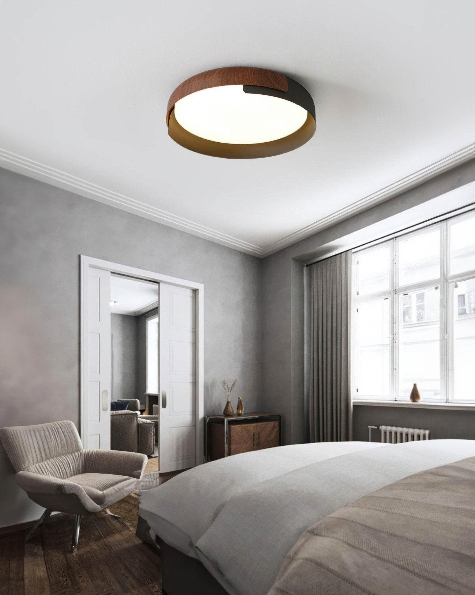 SkandiGlow | Wood-Effect Nordic Ceiling Light | Dufsel