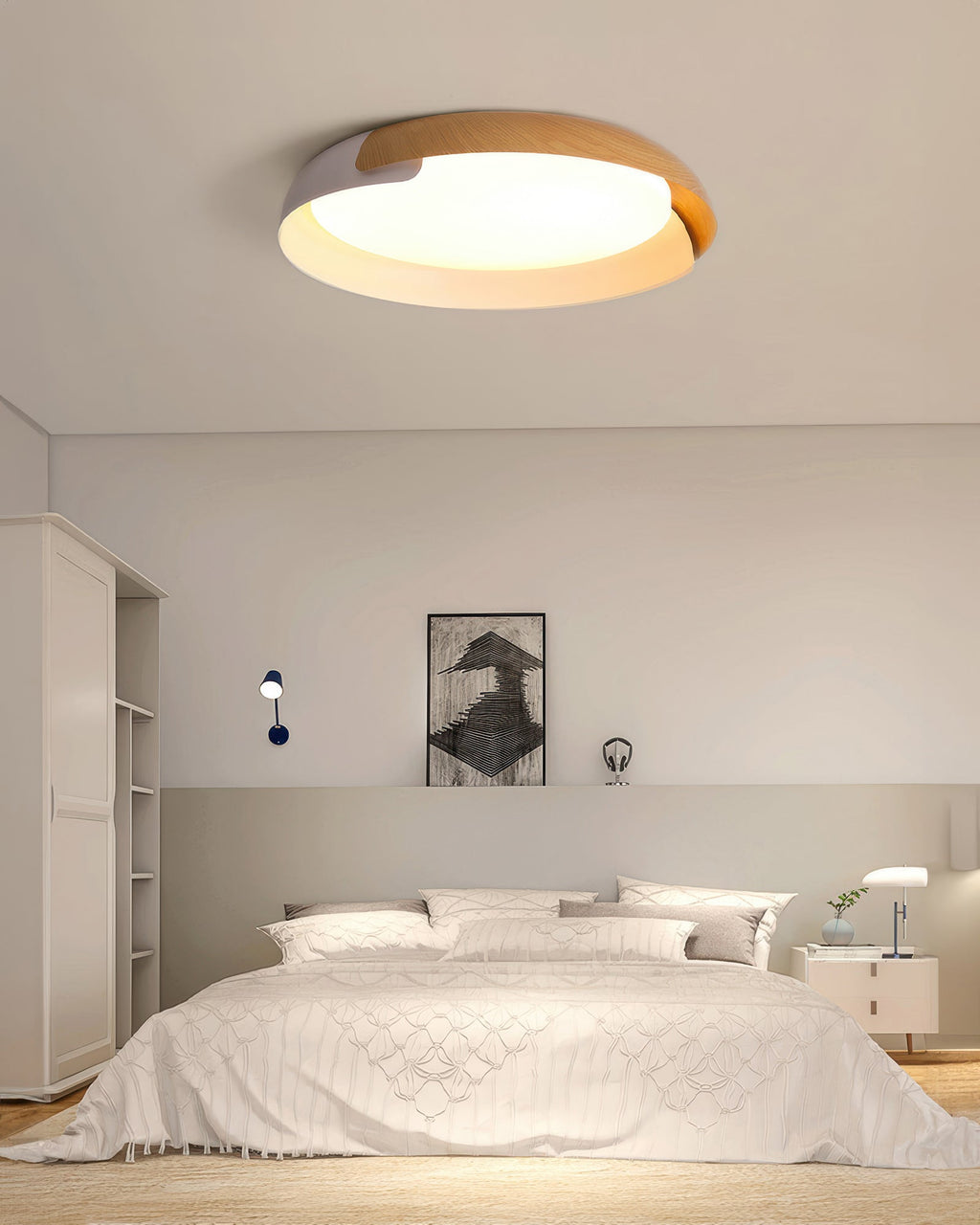 SkandiGlow | Wood-Effect Nordic Ceiling Light | Dufsel