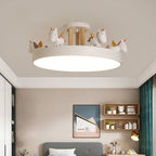LunaTale | Dimmable LED Ceiling Light for Children's Room, Unicorn Motif in Metal & Wood, White/Pink/Blue | Dufsel