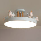LunaTale | Dimmable LED Ceiling Light for Children's Room, Unicorn Motif in Metal & Wood, White/Pink/Blue | Dufsel