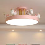 LunaTale | Dimmable LED Ceiling Light for Children's Room, Unicorn Motif in Metal & Wood, White/Pink/Blue | Dufsel