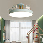 LunaTale | Dimmable LED Ceiling Light for Children's Room, Unicorn Motif in Metal & Wood, White/Pink/Blue | Dufsel